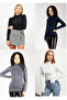 Women's - 4-Piece Stretchy Lycra Long Sleeve Half Turtleneck Body Set Gray, Navy, Black, White - 3
