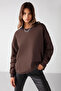 Vaneltina Women's Organic Cotton Soft Fleece Inside Round Neck Brown Sweatshirt
