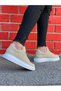 Men's Suede Beige Sports Casual Casual Shoes White Sole Lace-Up Sneaker - 7