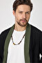 Bohemian Black Kimono with Green Stripe Detail and Pocket - 3