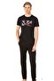 6076 Men's Short Sleeve Crew Neck Pajamas Set-Black