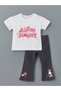 Lcw Kids White Printed Girls' Sweatshirt and Leggings Pants 2 Pcs