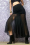 Transparent Towel Detail Slip Slim Fit Black Skirt - 3