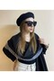 Double-Sided Black Shawl and Wool Felt Painter Beret Set - Valentine's Day Gift - 2