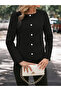 Women's Long Sleeve Round Neck Front Buttoned Stamp Jacket - 2