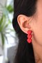 Polymer Clay Triple Heart Earrings Valentine's Day Gift, Red Heart, Women's Accessory - 5