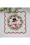 Embroidery Edge Fabric Cocktail Napkin with Happy Snowman and Cockina Design 1 Piece
