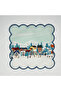 Christmas Themed Pastel Blue Embroidered Digital Printed Cocktail Napkin - Washable