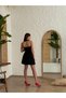 Women's Evening Dress Ruffle Hem Neck Fabric Tie down Mini Dress - Evening Dress & Graduation Dress - 5
