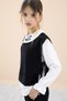 Black Embroidered Collar Shirt and Sweater Girl's 3-Piece Set 20268 - 2