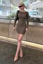 Khaki Madonna Collar Mini Dress MG2041 - 4