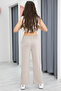 Beige Wide Leg Slit Girl's Trousers 20287 - 5