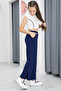 Navy Blue Wide Leg Slit Girl's Trousers 20284 - 4