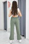 Khaki Wide Leg Slit Girl's Trousers 20288 - 7
