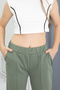 Khaki Wide Leg Slit Girl's Trousers 20288 - 4