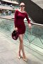 Burgundy Madonna Collar Mini Dress MG2041 - 3