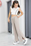 Beige Wide Leg Slit Girl's Trousers 20287 - 4