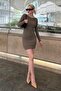 Khaki Madonna Collar Mini Dress MG2041 - 2