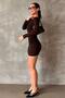 Brown Madonna Collar Mini Dress Mg2041 - 5