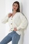 Women's White Hair Braided Balloon Sleeve Casual Knitwear Cardigan - 6