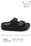 Sermoda Double Buckle Lightweight Eva Summer Beach Slippers Pool Slippers Sink Slippers Black