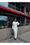 Polo Shirt Collar Side Slit Long Sleeve Stretchy Seersucker Fabric Maxi Long Dress - 3