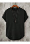 Men's Slim Fit Plain Basic Oval Cut T-shirt Black