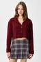 Women's Wendy Soft Texture Stand Collar Claret Red Knitwear Cardigan - 5