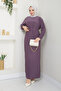 Women's Seasonal Belted Length Pleated Candy Fabric Dress - 4