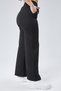 Curve Women's Black Double Pocket Elastic Waist Ribbed Leggings Sweatpants - 2