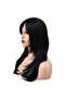 Layered Cut Riveted Straight Fiber Synthetic Medium Wig - Black - 3