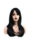 Layered Cut Riveted Straight Fiber Synthetic Medium Wig - Black