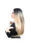 Ombre Black Honey Foam Fiber Synthetic Long Wig - 3