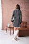 Women's Polo Neck Buttoned Mini Skirt Bottom Top Knitwear Set - 6