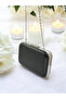 Black Wrinkled Skin Leather Metallic Color Chain Strap Evening Dress Bag - 5