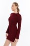 Women's Burgundy Crew Neck Knitwear Dress - 4