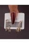 Gold Zircon Stone and Steel Colored Earrings - 2