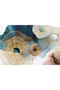 Hari̇kabi̇rev | Dark Blue-Gold Abstract Patterned Model | Framed Tempered Glass Table Single Horizontal - 2