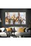 Hari̇kabi̇rev | Soft Gray-Orange Flower Patterned Model 01 | Framed Tempered Glass Table Single Horizontal