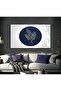 Hari̇kabi̇rev | Dark Blue-Silver Wheat Leaf Shape 1 | Framed Tempered Glass Table Single Horizontal