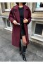 Women's Oversize Wide Fit Long Maxi Lined Cashmere Coat Burgundy