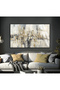 Hari̇kabi̇rev | Gold-Grey Abstract Patterns Model 01 | Framed Tempered Glass Table Single Horizontal