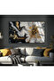 Hari̇kabi̇rev | Grey-Gold Flower Abstract Patterned Model | Framed Tempered Glass Table Single Horizontal