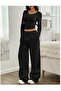 Women's Black Plus Size Oversize Loose Cut Flexible Comfortable Fabric Sweatpants - 6