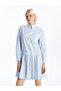 Shirt Collar Striped Dress - 2