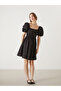 Xside Black Square Collar Polka Dot Poplin Women's Dress