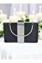 Black Color Satin Silver Stone Women's Evening Dress Bag Evening Bag - 6
