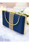 Black Color Satin Rosegold Stone Women's Evening Dress Bag Evening Bag - 7