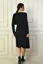 Women's Double Breasted Lapel Side Knotted Midi Dress - 4