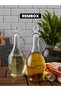 Set of 2 Oil Pots with Handles - 500ml Olive Oil Liquid Vinegar Pomegranate Sour Bottle with Crystal Stopper - 3
